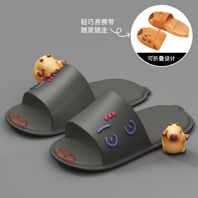 Foldable travel cartoon slippers - women's portable, non-slip disposable slippers for travel, business trips, hotels, and bathing