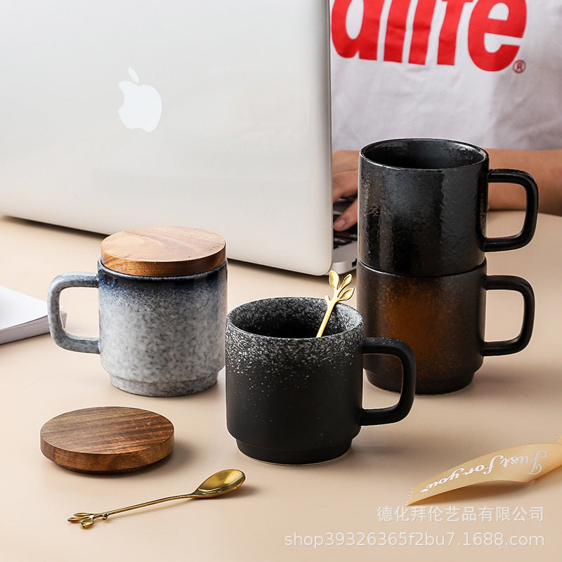 Mug nordic style gridscasual ceramic water cup large with lid coffee cup spoon creative milk cup wholesale