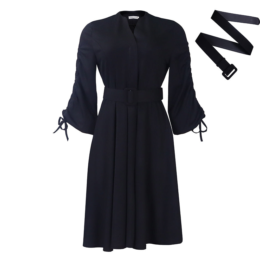 D3251 european and american women's clothing  autumn/winter new fashion elegant plus size pleated foreign trade a-line dress african dress