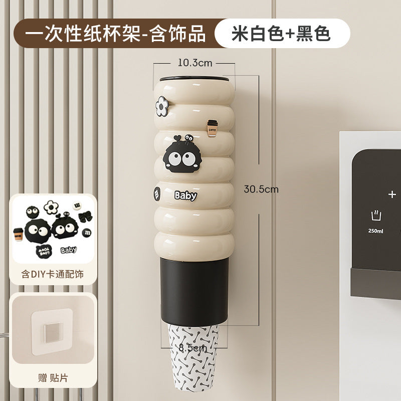 Luxury wall-mounted automatic cup dispenser for disposable cups - no drilling required, high-style design for home or office