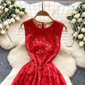 French chic sleeveless lace dress - 2025 summer collection: slim fit, a-line, elegant tank dress/gown