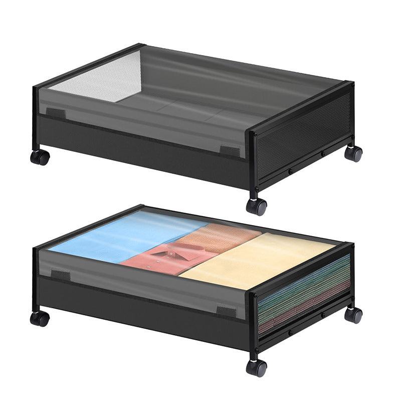 square bed bottom rack under bed clothing shoes quilt book storage box wheeled mobile trolley