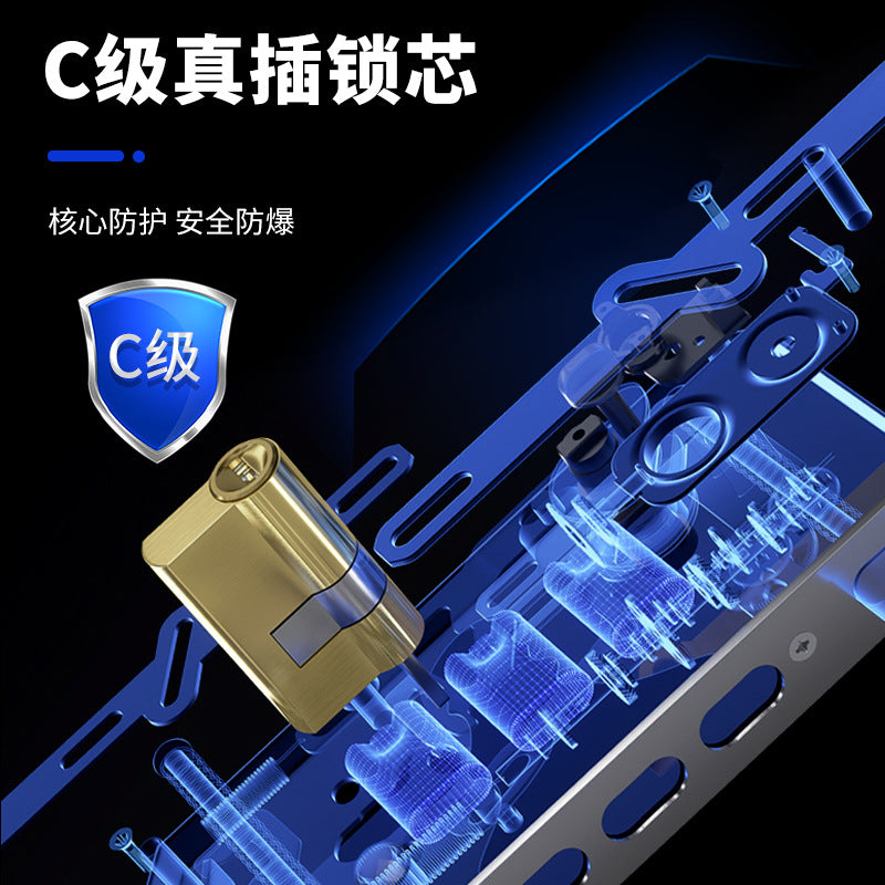 3d face recognition smart lock for home security - anti-theft door fingerprint lock with peephole viewer, video intercom, and password function