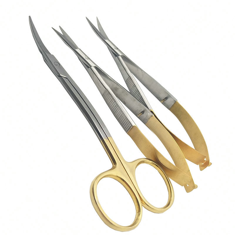 Small scissors for double eyelid scissors, gold handle removal, cut open corners of the eyes, beauty, fine scissors, straight head tissue scissors, gum scissors