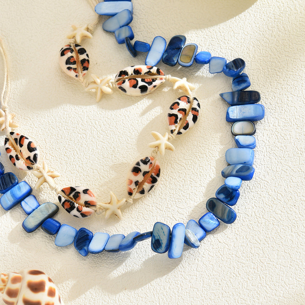 Beaded necklace wholesale european and american cross-border irregular gravel necklace multi-layered wind ocean shell starfish necklace