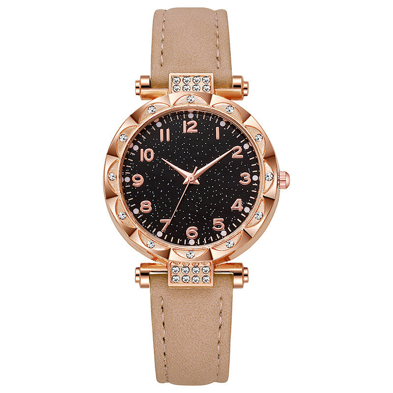 Women's faux leather strap digital luminous quartz watch - simple fashion wristwatch for students