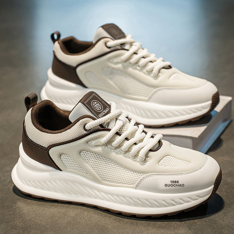 2025 men's new spring breathable hollow-out mesh casual shoes - versatile, height-increasing, running & athletic trendy sneakers for teens