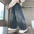 Boys' spring/autumn denim jeans -  new style casual pants for boys, loose fit, middle to big kids, scimitar cut