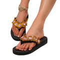 2025 new fashion bohemian rhinestone flip-flops - beach sandals with chunky sole and ethnic design