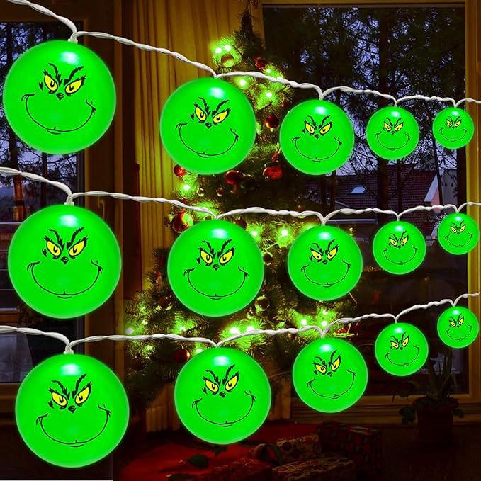 2024 new LED grinch light string indoor cartoon atmosphere decorative lights christmas lights flash string