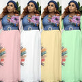 African women's plus size new fashion elegant high waist slimming printed long sleeve dress - cross-border supply, ready stock