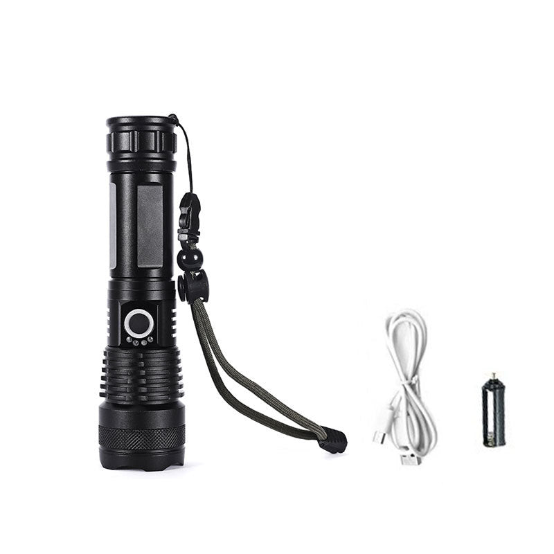 Customized XHP50 strong light flashlight USB rechargeable aluminum alloy flashlight, outdoor telescopic zoom waterproof flashlight