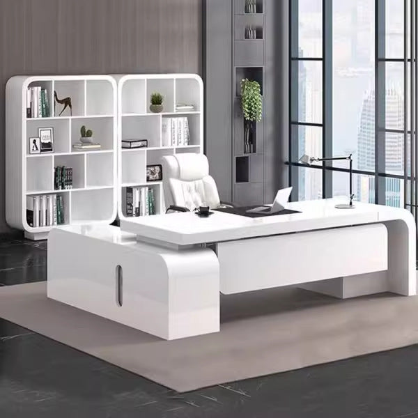 Luxury Modern L-Shape CEO Boss Desk Office Furniture Table Set Manager Executive Desk