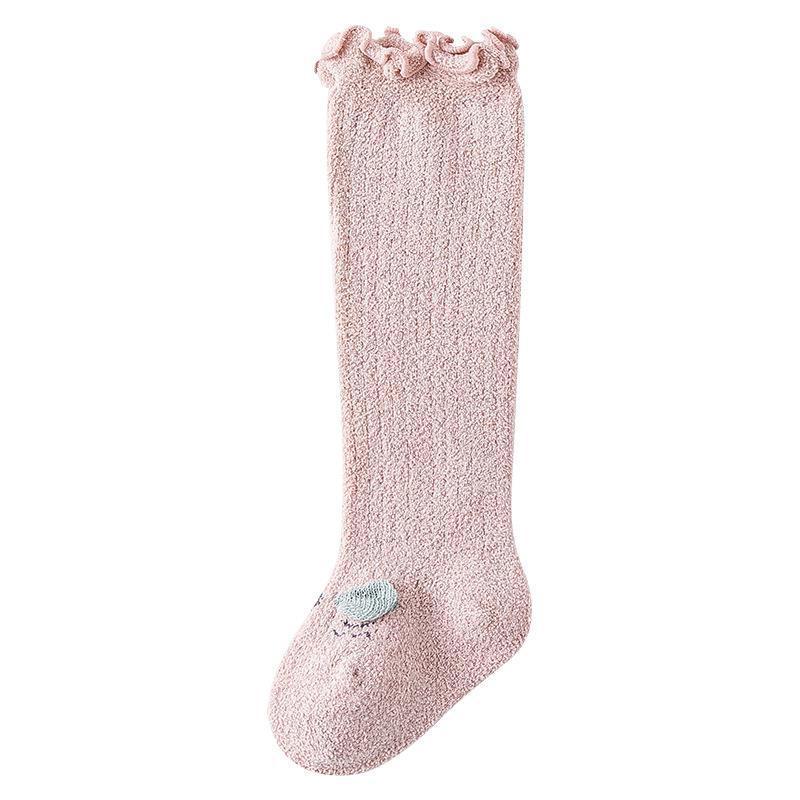 Babibele spring/autumn children's knee-high socks, fleece-lined and thickened coral fleece kids' socks, infant and newborn baby socks