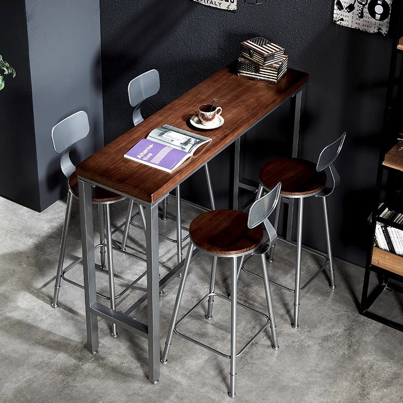 Bar table Solid wood against the wall Balcony Leisure wine Bar cafe Dessert milk tea shop Commercial high table and chair combination