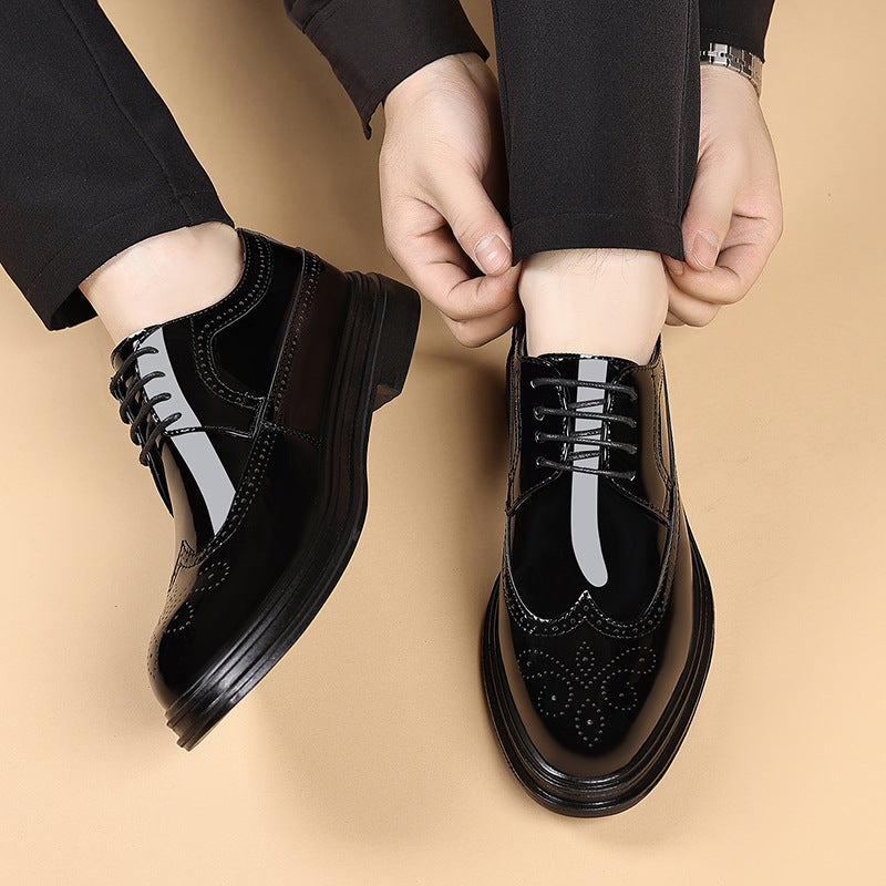 Plus size summer leather shoes for men, 2025 new business formal brogue british casual men's shoes
