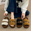 Thick sole heightened fur slippers women's outwear spring & fall new arrivalclassy leather buckle lamb wool home cotton slippers