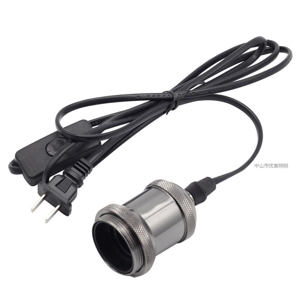 [Edison retro chandelier lamp head] Metal accessories dimming switch wire lamp holder E27 screw aluminum lamp head wire