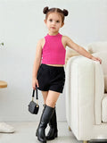 new european and american cross-border girl's summer sleeveless halter top + eyelet shorts two-piece set