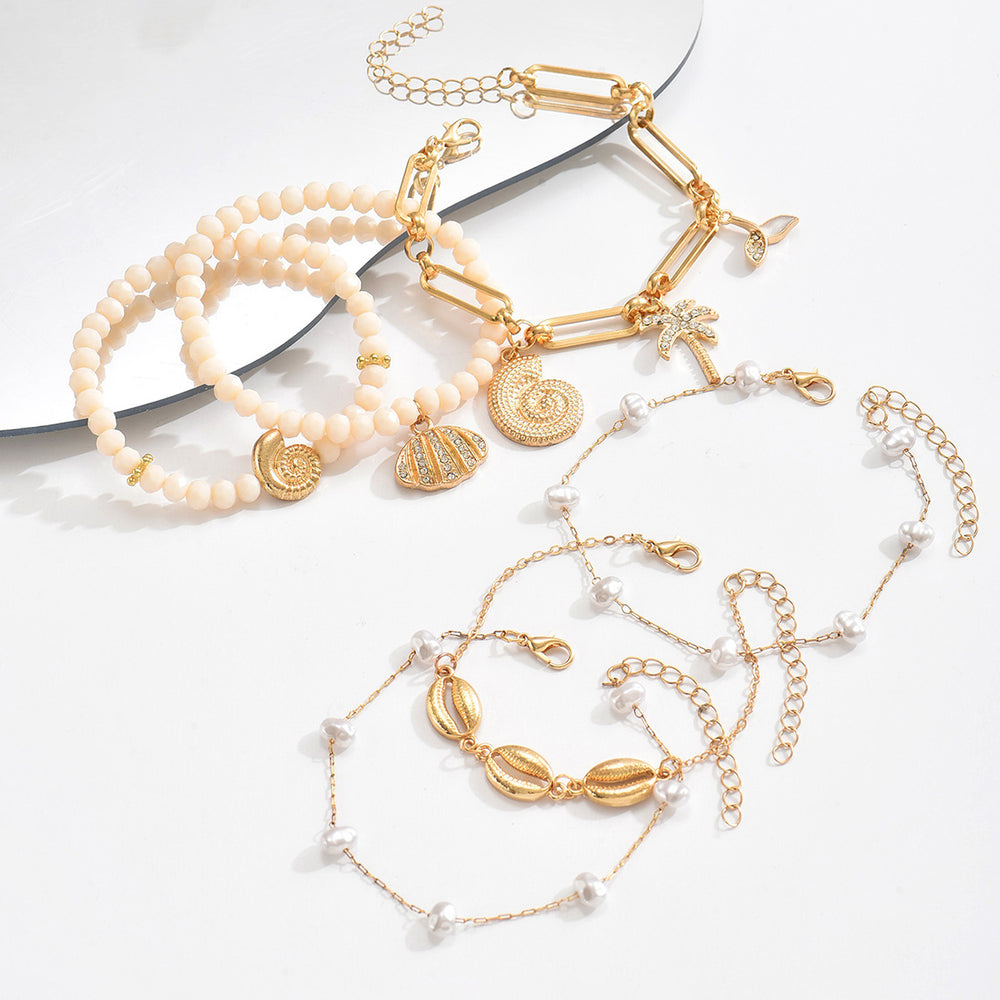 Bohemian bracelet wholesale fashion cross-border bracelet women's rice beads alloy shell pendant niche style bracelet good looks