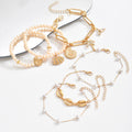 Bohemian bracelet wholesale fashion cross-border bracelet women's rice beads alloy shell pendant niche style bracelet good looks