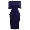 D628 cross-border  african plus size women's cloak elegant buttoned bodycon ol faux two-piece foreign trade dress