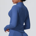 European and american seamless stand collar zipper long sleeve yoga jacket women's tight-fitting quick-dry outerwear running fitness apparel sports top