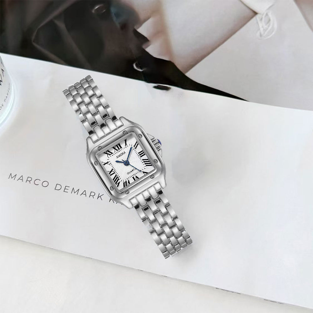 New square ladies' quartz watch - cross-border, light luxury, casual, niche design, authentic women's watch, alloy quality series