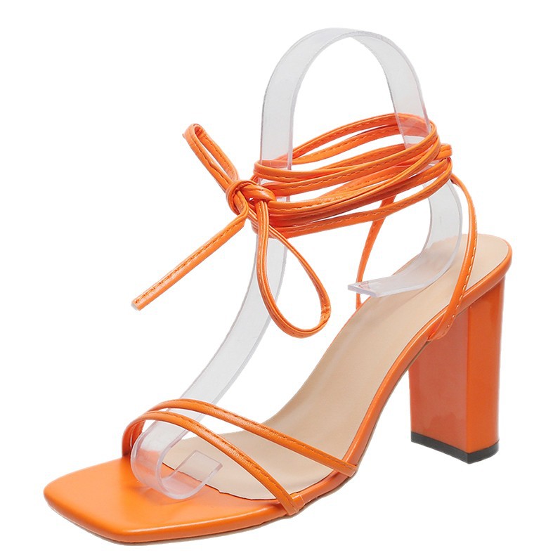 European and american niche style strappy high heels, plus size summer new arrivals, square toe ankle strap european and american high heel sandals
