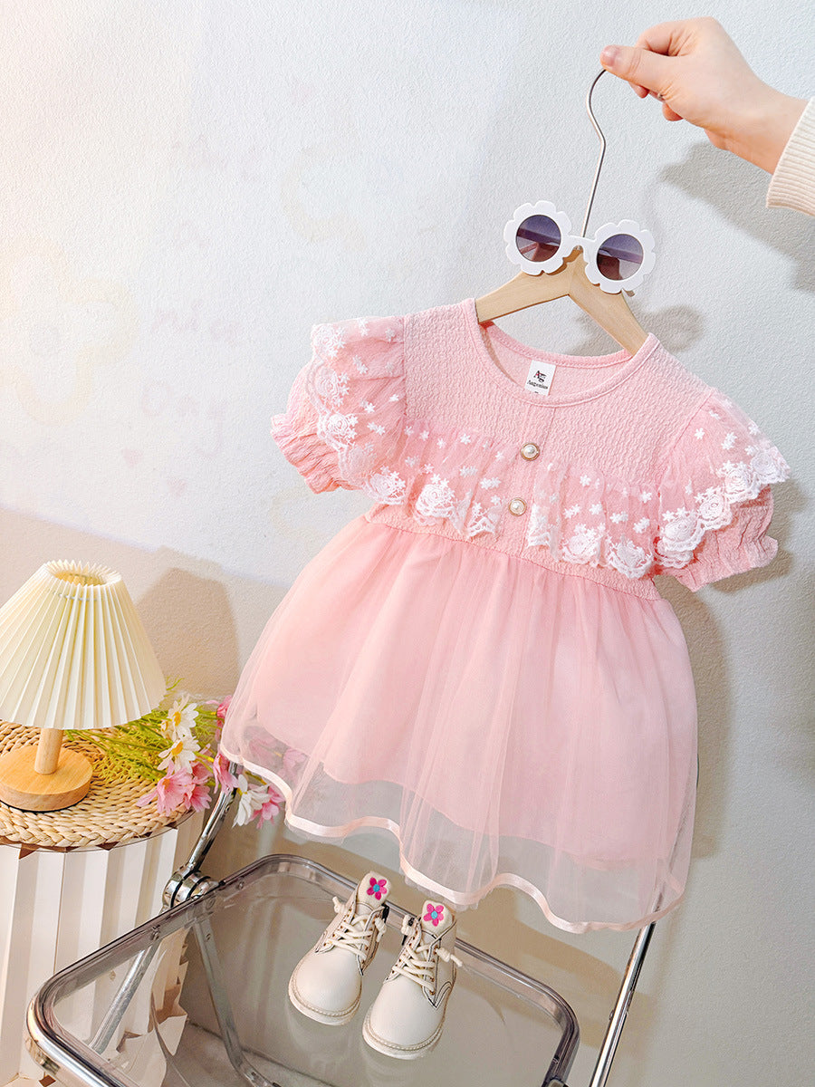 Girls' short-sleeve tulle dress - spring/summer collection: sweet and trendy summer dress for baby girls and toddlers