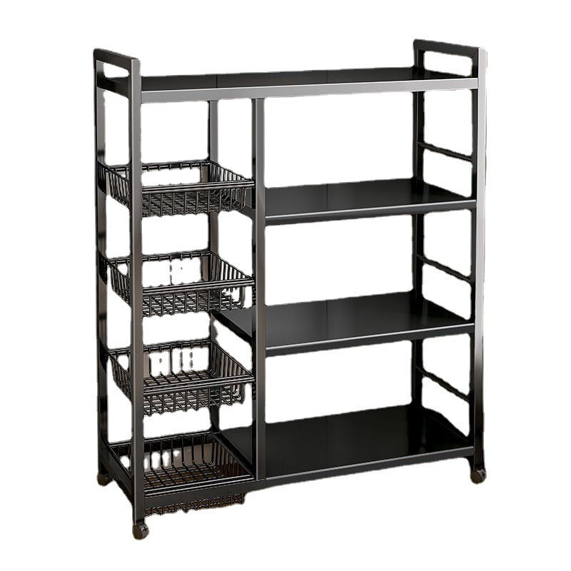 Kitchen shelf storage rack floor-standing multi-layer movable storage rack multi-functional punch-free storage rack thickened shelf