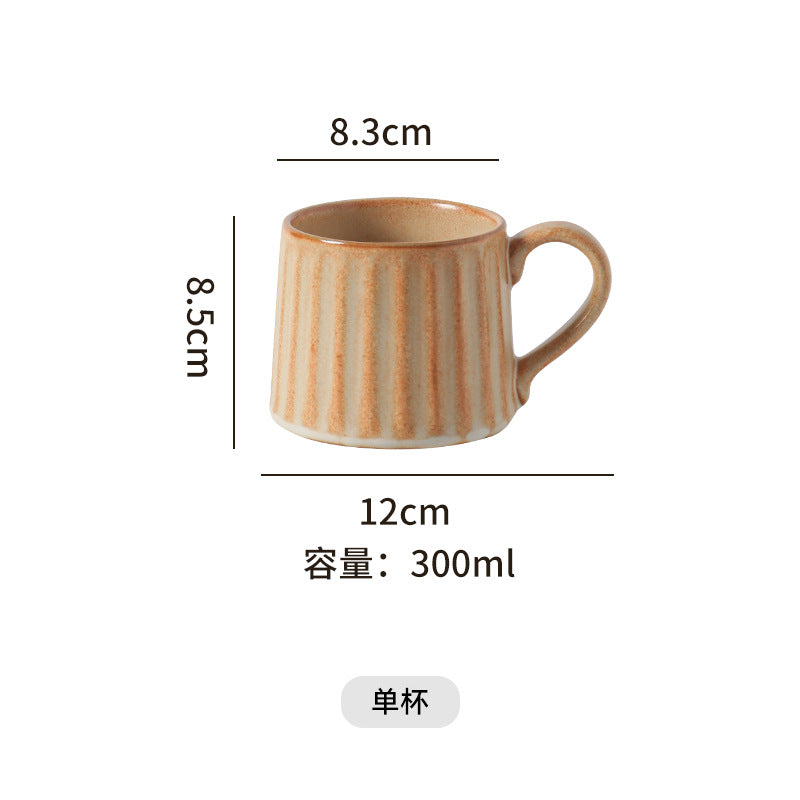 Japanese retro exquisite afternoon tea latte art striped coffee cup and saucer ceramic set - perfect for office milk and breakfast