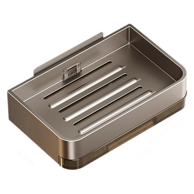 No punching soap box Wall-mounted drain soap box Household high-end bathroom Wall soap rack storage