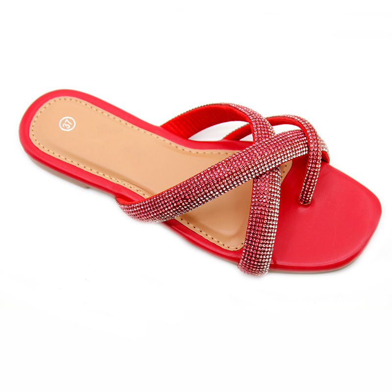 Factory Wholesale Slippers Foreign Trade Women's Shoes Light Luxury Rhinestone Fashion Craft Shoes Spot Direct Sales