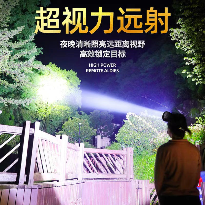 Cross-border induction headlamp Head-mounted large light cup Super bright long battery life flashlight Night fishing light Digital display lighting Miner lamp