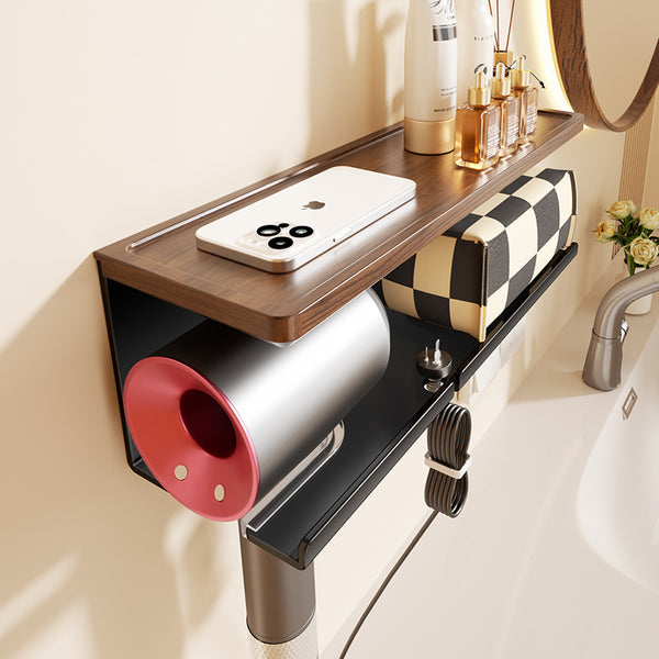 Walnut Hair Dryer Shelf Face Towel Integrated Toilet Bathroom Wash Table Free Punching Hand Carton Holder