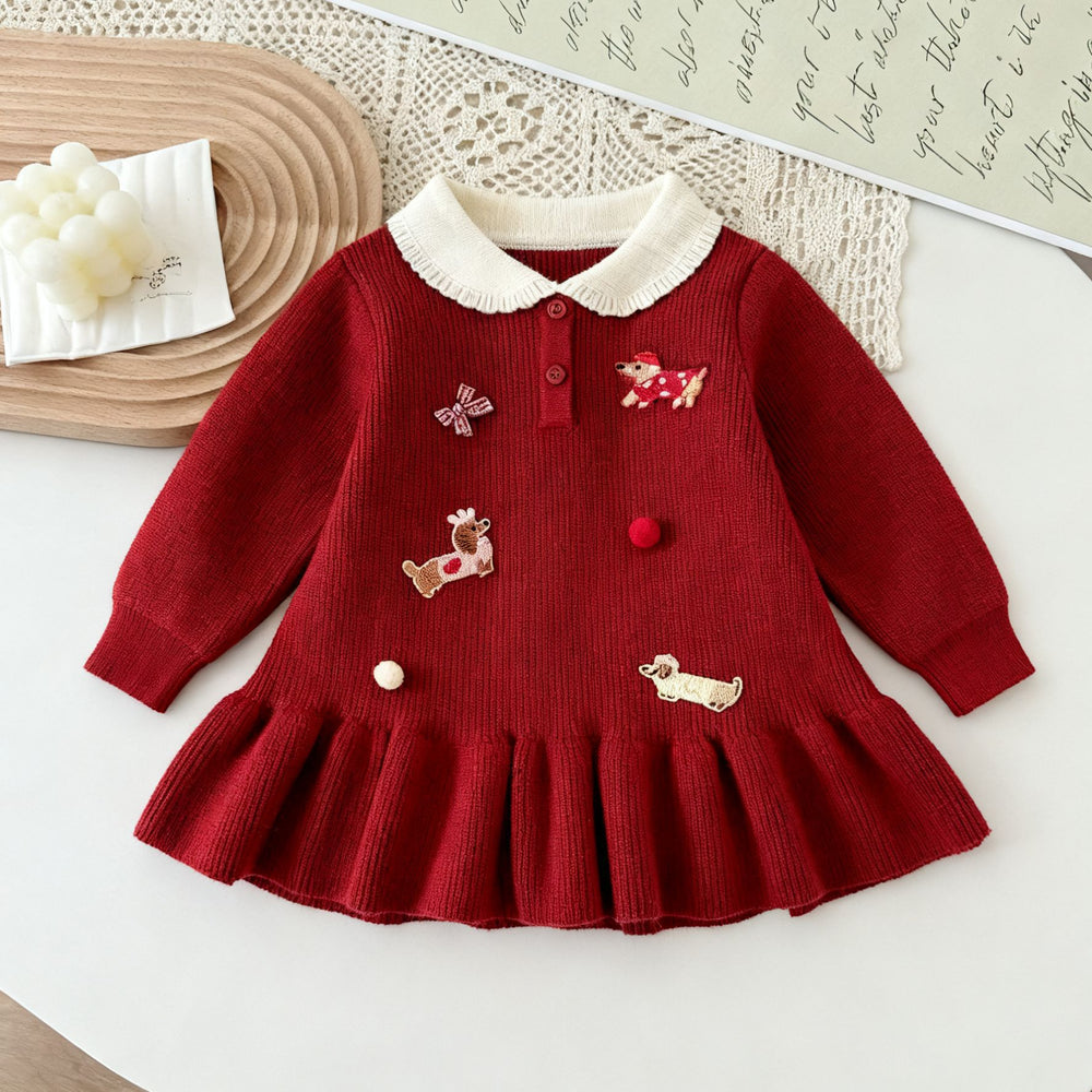 Girls' christmas dress  new style baby girl birthday party first birthday dress children's thickened skirt