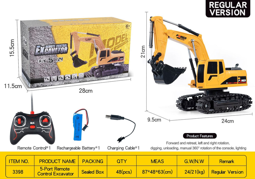 12-channel remote control excavator 2.4g remote control artificial alloy spray excavator kids engineering vehicle toy