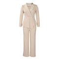 D549  women's  fall/winter new fashion suit collar long sleeve top & wide leg pants two-piece set