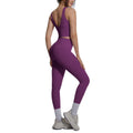 pure color double-sided brocade v-shaped beautiful back breathable tight-fitting yoga suit sports running fitness two-piece set for women