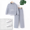 Export kidssweatshirtsuitretro zipper stand collar gray long sleevestops sports pants children's home two-piece set