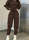 026  fashion cross-border retro brown sports suit small letter embroider short sweatshirt jogger pants
