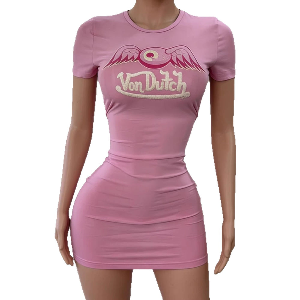 Amazon cross-border fashion: european & american hot-selling summer slim-fit bodycon mini skirt printed sexy dress