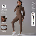 New arrival: solid color antibacterial seamless underwear zip-up yoga set - two-piece activewear for running and fitness