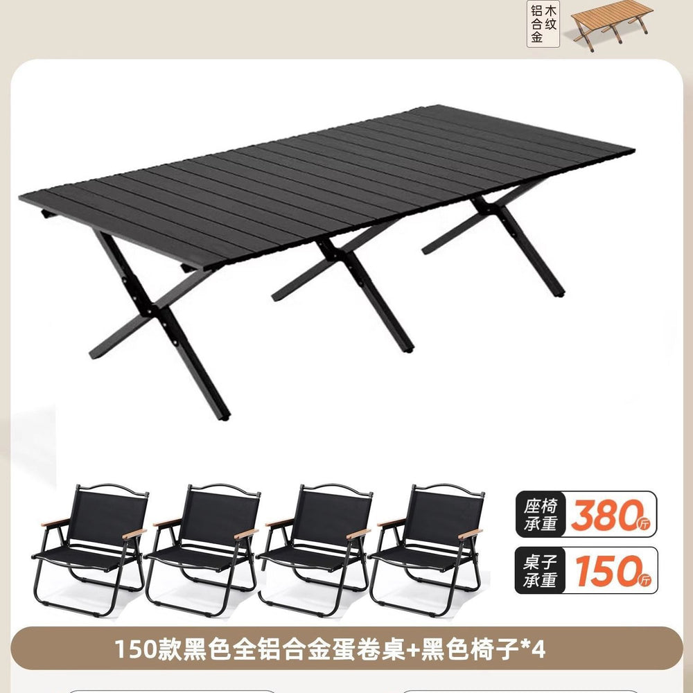 Outdoor folding table egg roll table and chair set portable table beach camping table and chair picnic dining table folding chair no