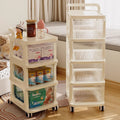 Household snack cart storage rack mobile multi-layer floor-standing drawer organizer toy storage shelf living room cream