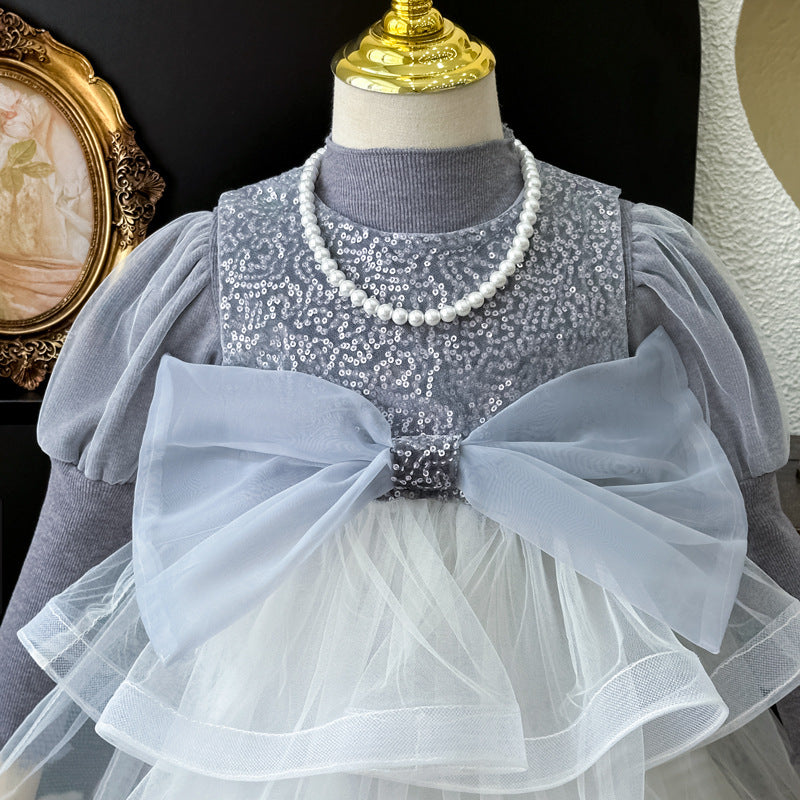 Girls' dress  autumn new arrival: high-end sequin princess dress, stylish and chic tutu party dress for little girls