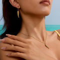 European and american stylish stainless steel beach fish 8k gold pendant necklace fish element titanium steel ocean wind earrings in stock