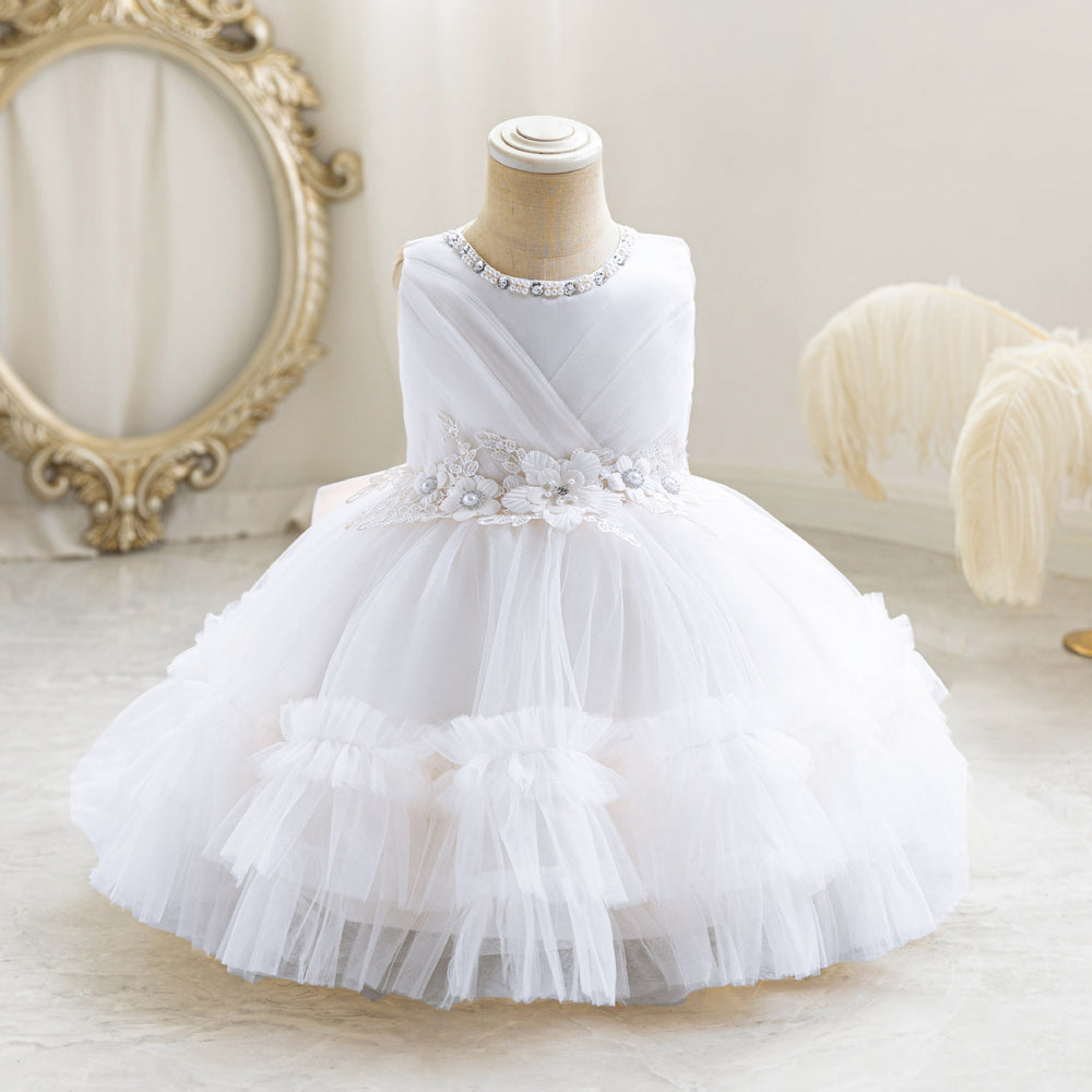 Exportnew arrival female flower girl evening dress tutu cake princess dress first birthday dress baby dress