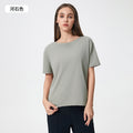 Spring/summer new collection: brushed, barely-there feel yoga short sleeve top. stylish and versatile for everyday wear, breathable, minimalist, and relaxed fit. yoga top ds079